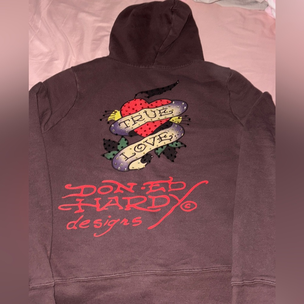 Early 2000s Ed Hardy zip up with rhinestones